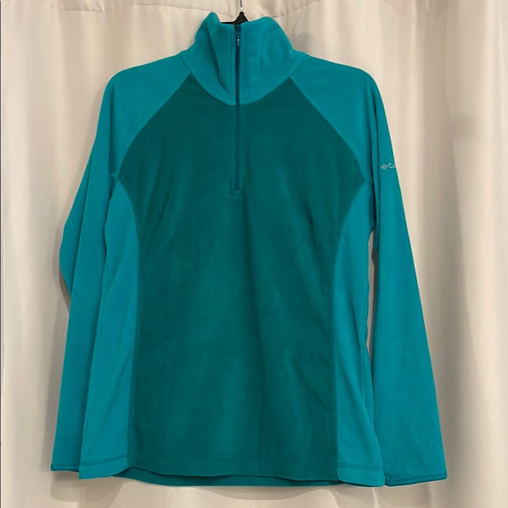 Columbia green fleece half-zip zip pullover, lightweight, Large, NWOT